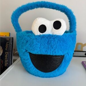 Cookie Monster Blue Furry Basket with Eyes